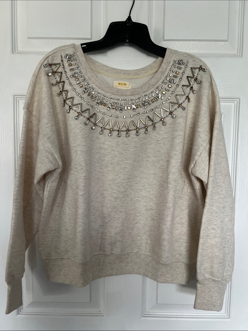 Maeve jeweled neck sweatshirt
